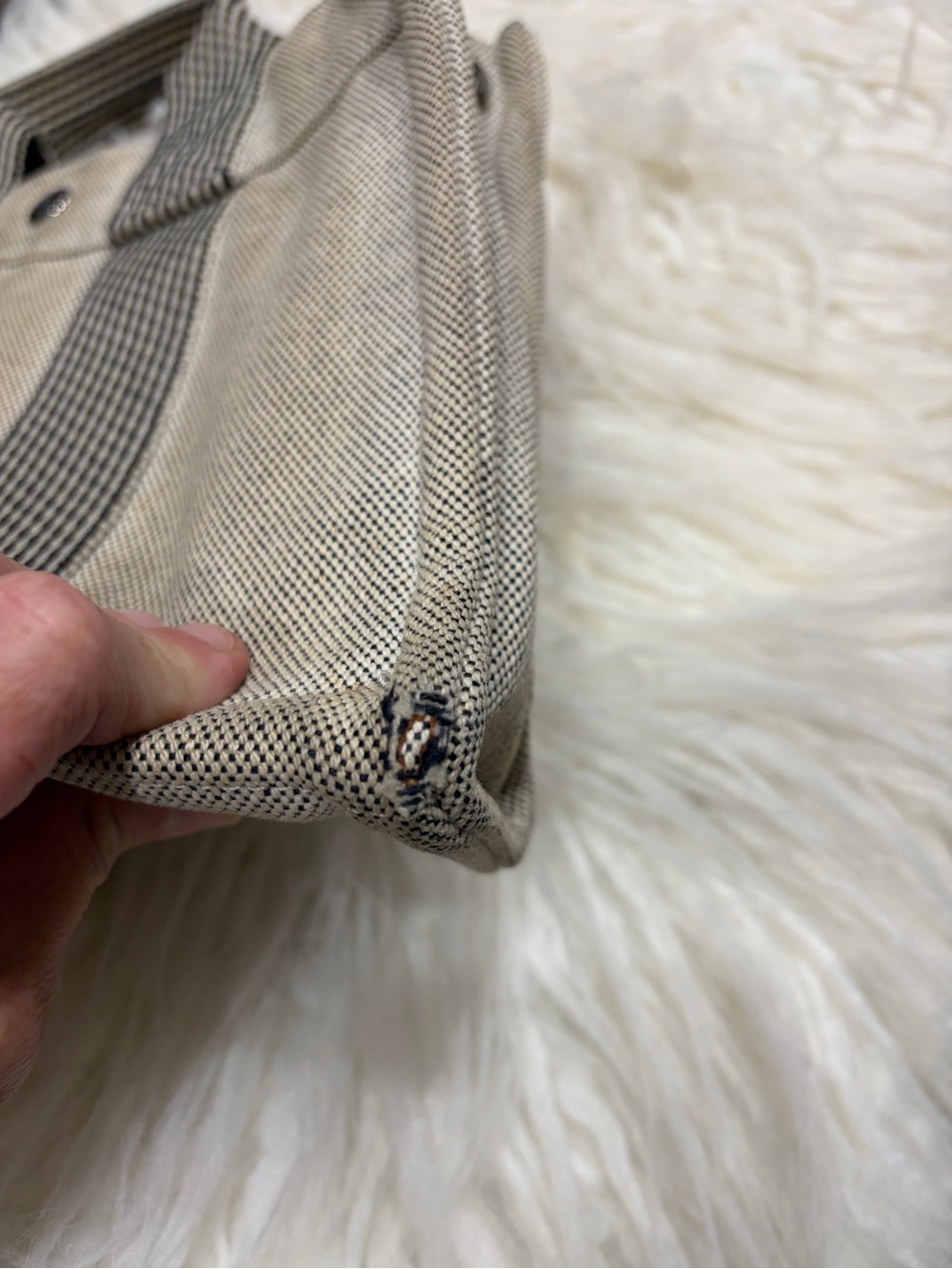 Hermes Beige Canvas Messenger Tote with Black-Striped Handles - Picture 5 of 7